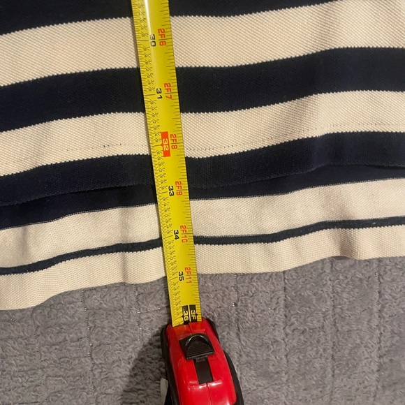 Polo Ralph Lauren Navy and Cream Striped The Big Shirt Polo Size XL With Crest - Picture 9 of 9